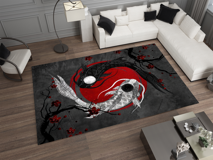 Yin Yang Koi Rug, Asian Decoration Carpet, Cozy Rug