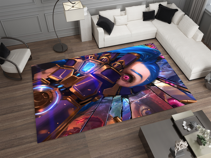 Arcane Jinx Rug, League of Legends Carpet, Gamer Rug Decoration