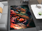 Eye of the Tiger Rug, Vivid Tiger Eyes Carpet, Wild Animal Art, Survivor Jungle-Inspired Carpet
