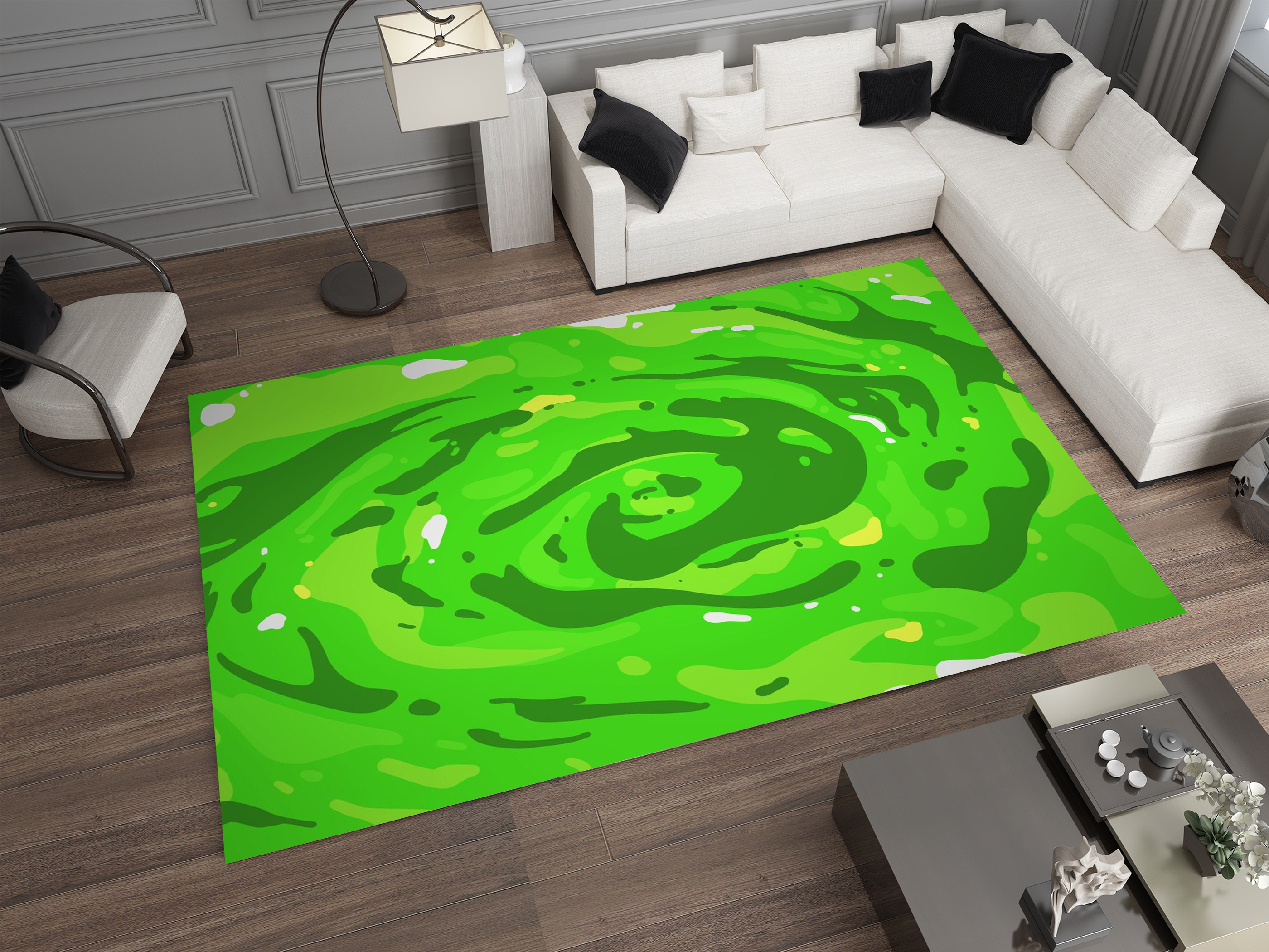 Rick and Morty Rug, Cartoon-Inspired Carpet, Portal Rick Rug, Geek Gift