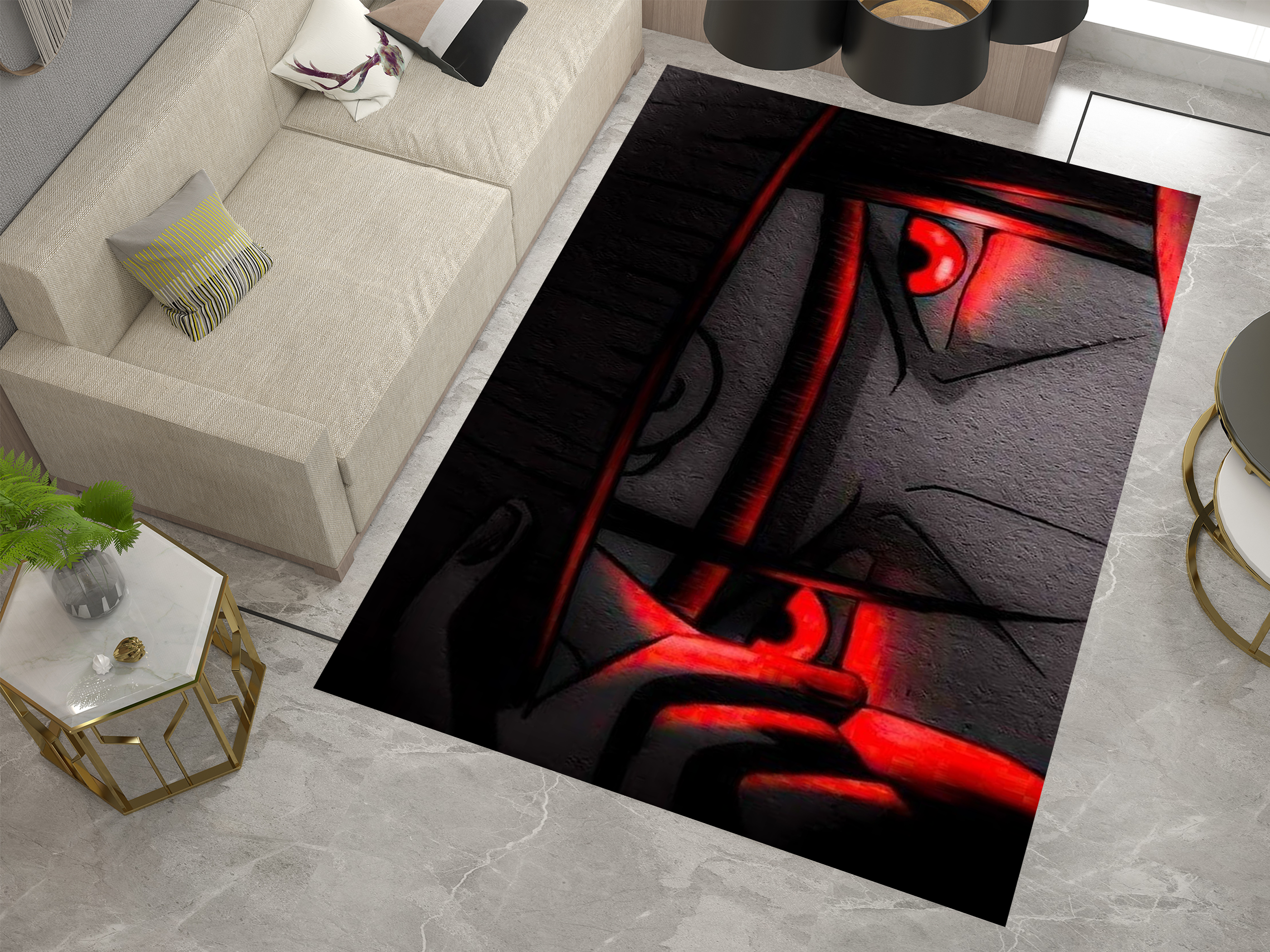 Itachi Uchiha Rug, Naruto Sharingan Rug, Anime Fan Decor