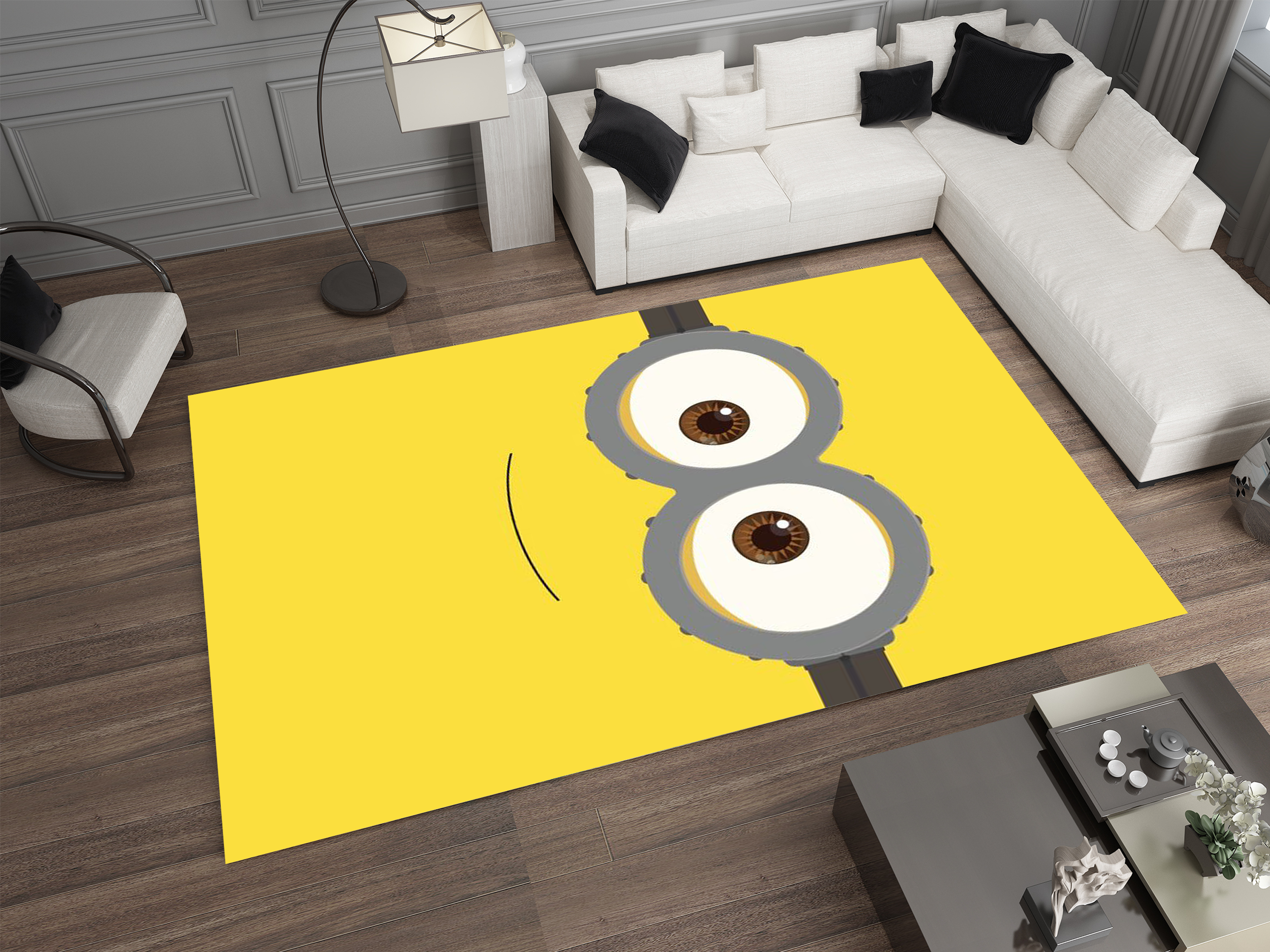 Minion Smile Rug, Cartoon-Inspired Carpet, Kids' Room Rug