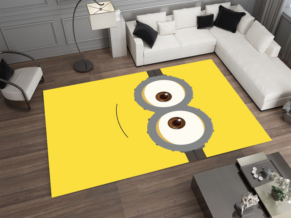 Minion Smile Rug, Cartoon-Inspired Carpet, Kids' Room Rug