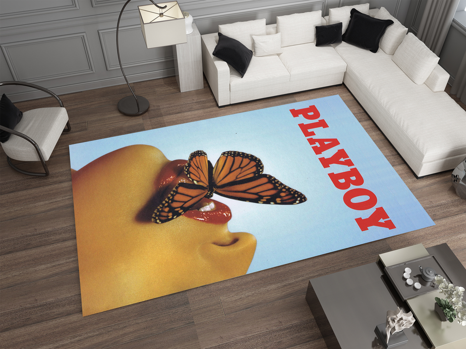 Playboy Vintage Butterfly Lips Rug - Bold and Artistic Custom Home Décor Carpet