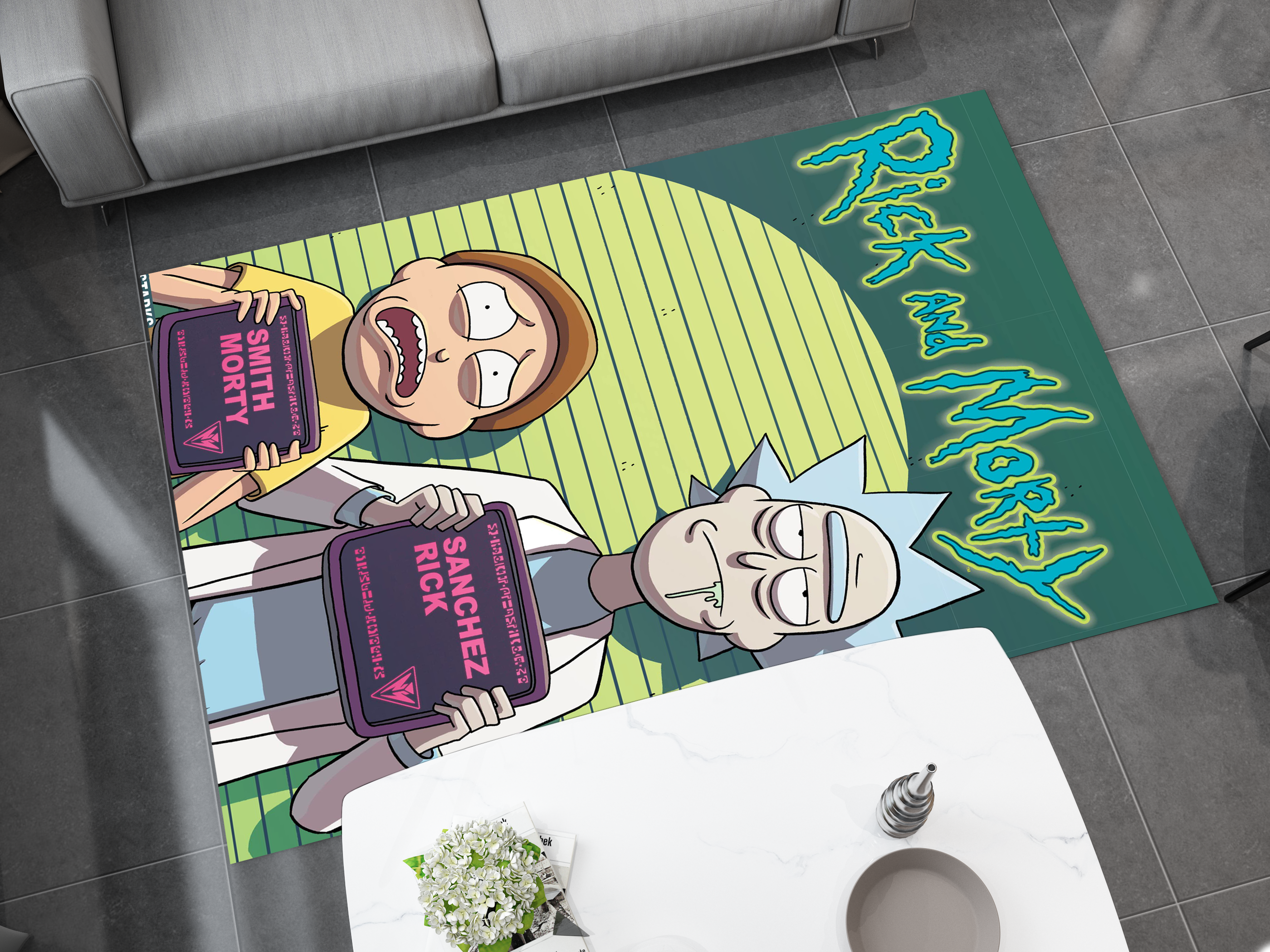 Rick and Morty Rug, Cartoon-Inspired Carpet, Portal Rick Rug, Geek Gift