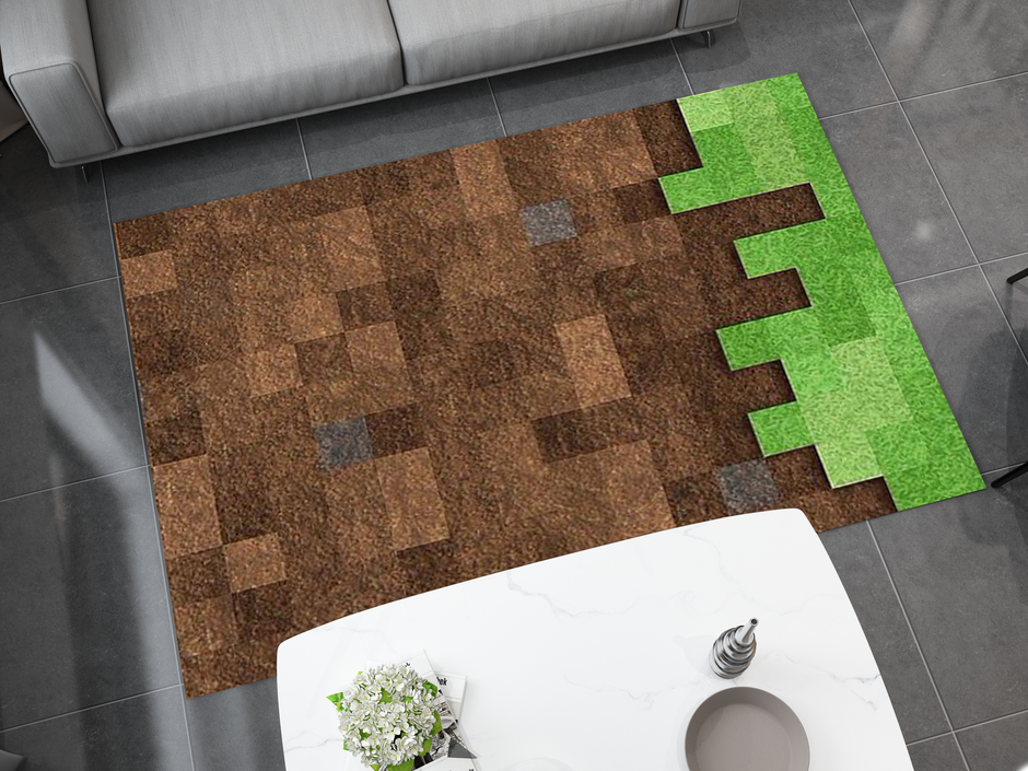 Minecraft Grass Block Custom Rug – Iconic Gaming Decor Carpet for Any Space