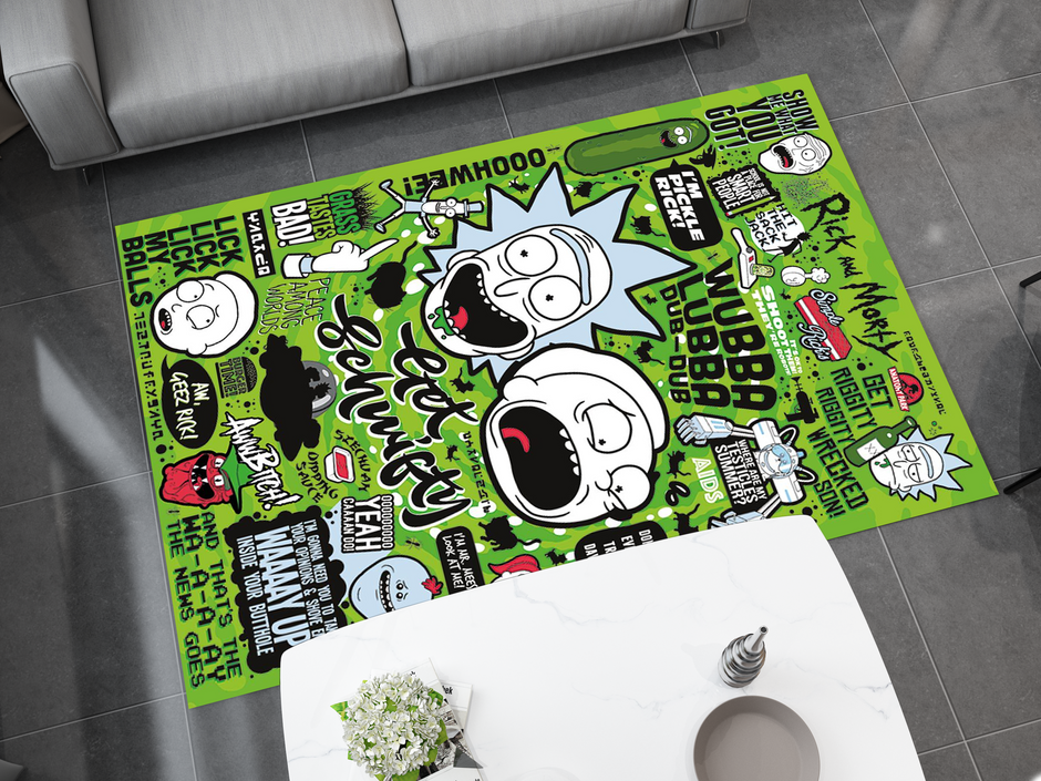 Rick and Morty Rug, Cartoon-Inspired Carpet, Portal Rick Rug, Geek Gift