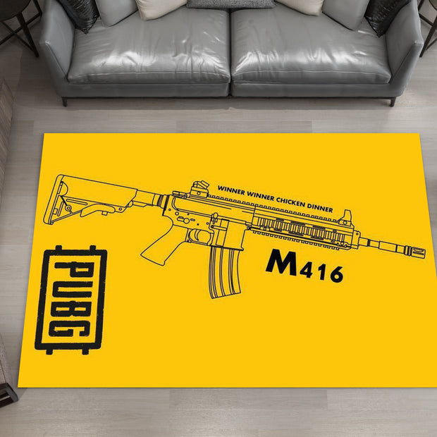 PUBG M416 Custom Rug – Battle Royale Weapon Design for Gamers, Gaming Room Carpet