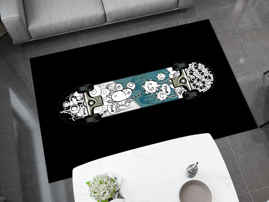 Custom Skateboard Art Rug - Bold and Urban Skate Culture Design Carpet
