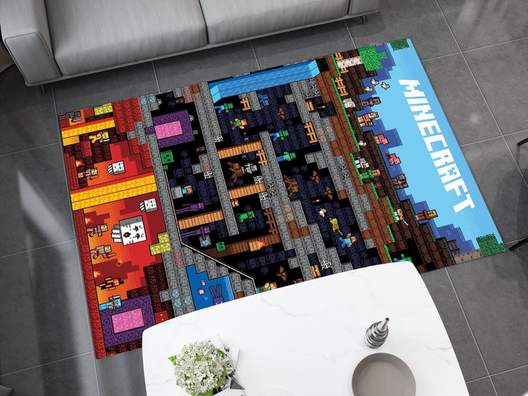 Minecraft Underground Adventure Custom Rug – Perfect for Gamers and Fans