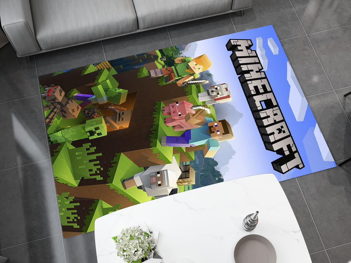 Minecraft Wolf Rug Classic Minecraft Adventure Custom Rug – Perfect for Gamers and Fans ...