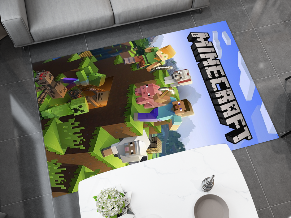 Minecraft Blue Rug Design Classic Minecraft Adventure Custom Rug – Perfect for Gamers and Fans ...