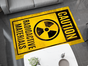 Caution Radioactive Materials Rug - Bold Industrial Warning Sign Design Carpet