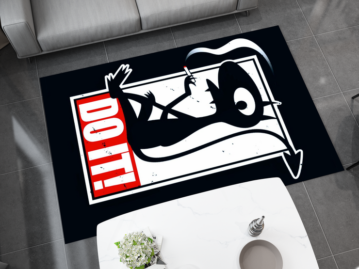 Do It! Smoking Cartoon Devil Rug - Edgy and Bold Custom Design