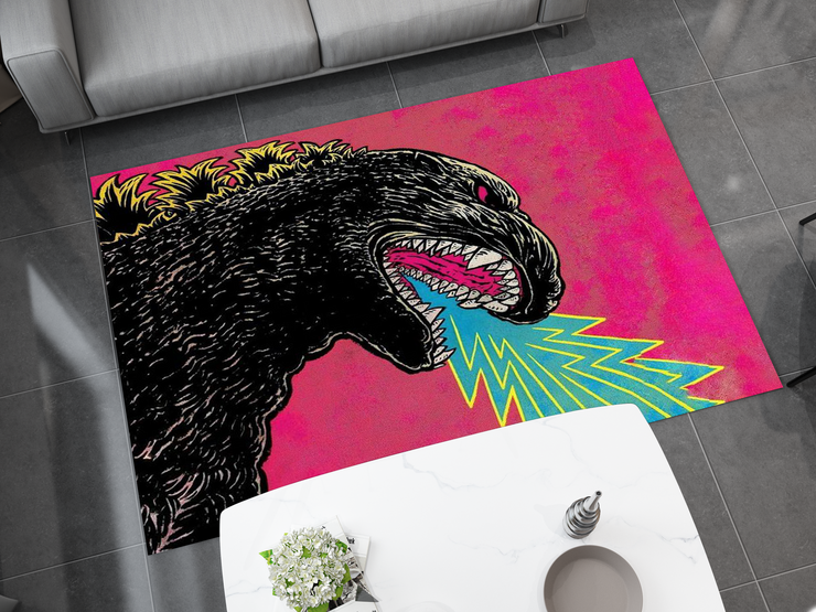 Godzilla Neon Monster Rug - Bold and Retro Godzilla-Inspired Design Carpet