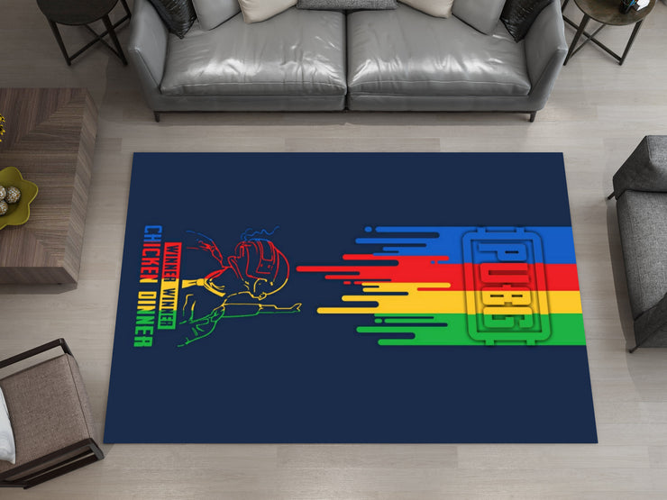PUBG Winner Winner Chicken Dinner Custom Rug – Gamer Room Decor for Battle Royale Fans, Gaming Room Carpet