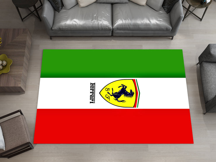 Ferrari Carbon Car Rug, Racing Inspired Italian Carpet, Garage Rug, Ferrari Decoration