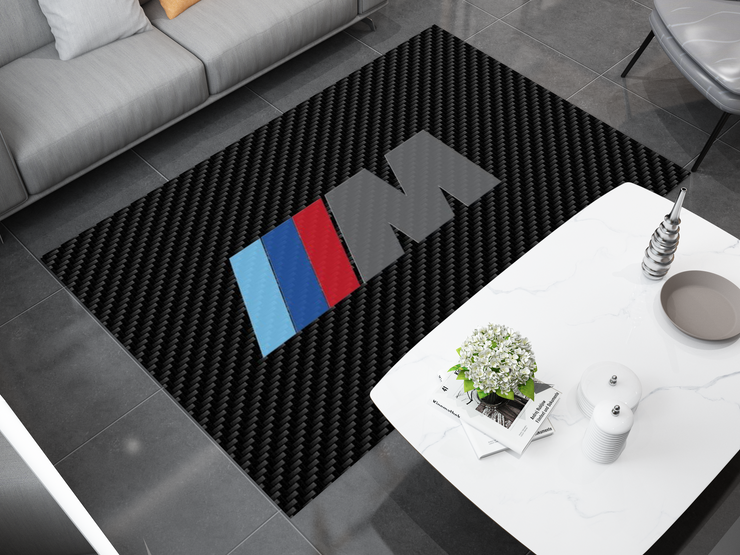 BMW Car Rug, Racing Inspired Carpet, Garage Rug