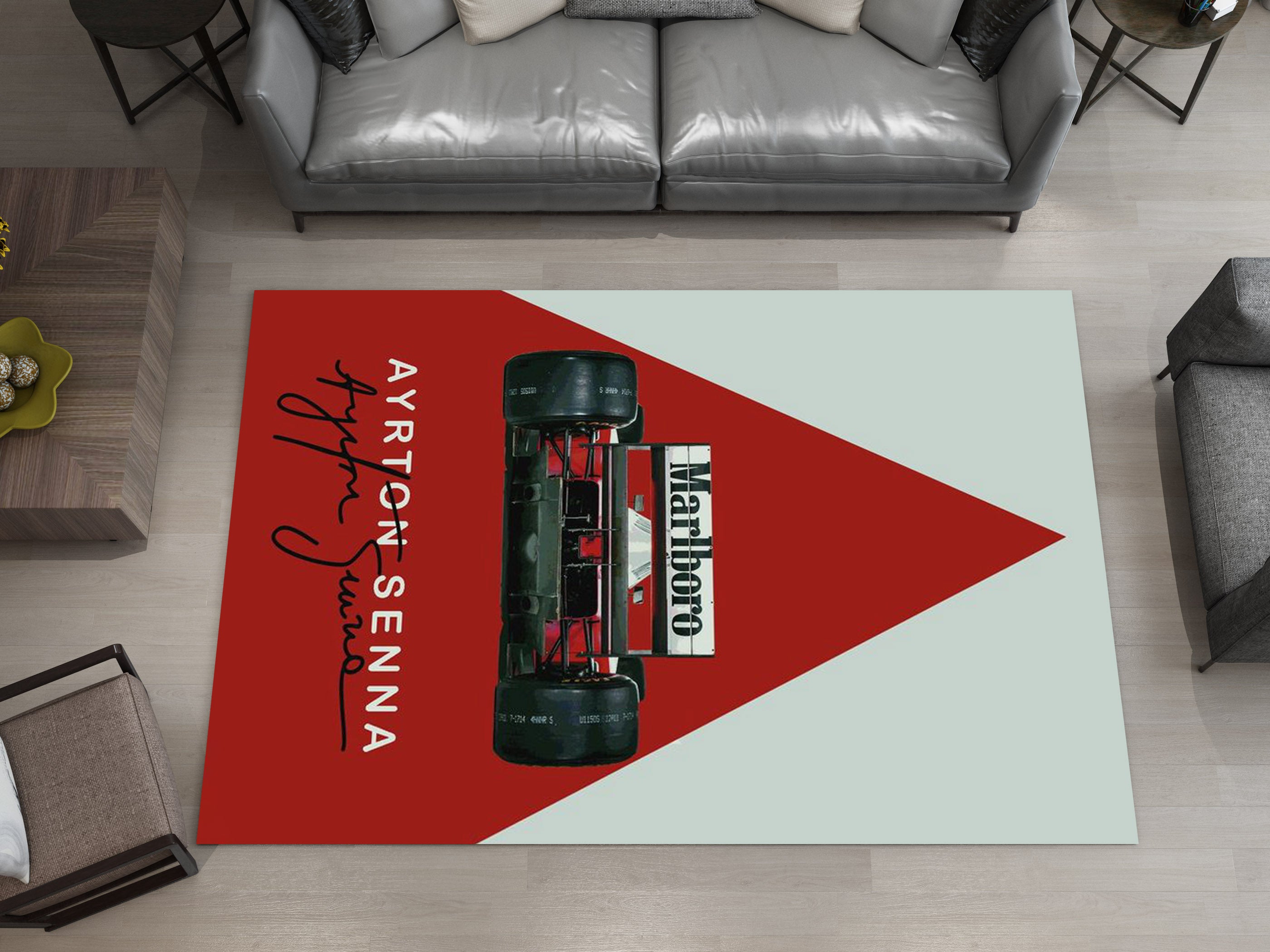Ayrton Senna F1 Custom Rug – Formula 1 Icon Room Decor for Racing Fans, Garage Carpet