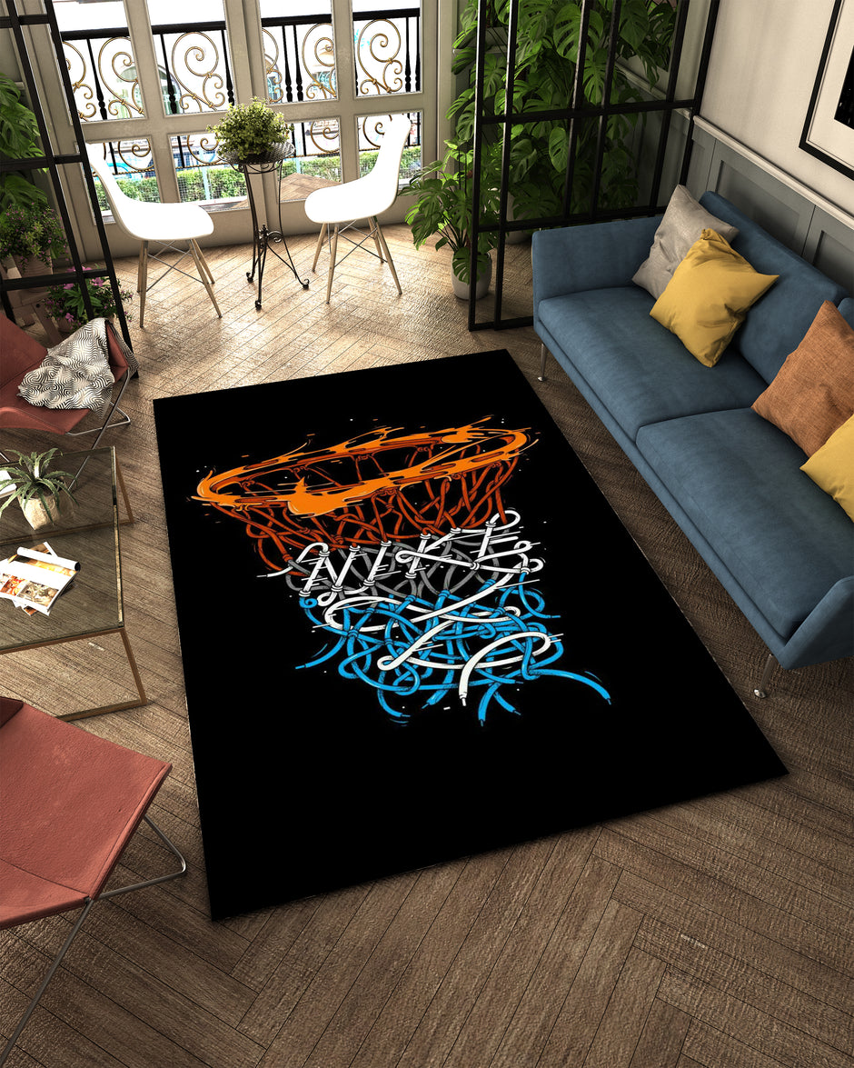Nike Basketball-Inspired Custom Rug – Iconic Basketball Design for Your Space, GYM Carpet