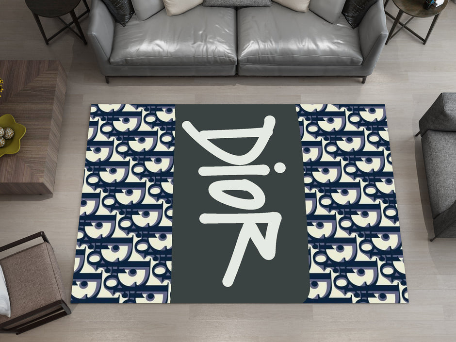 Dior-Inspired Black and White Rug – A Luxury Fashion Statement for Your Space