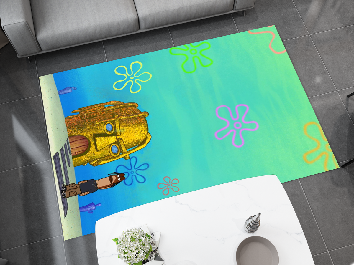 Spongebob Rug Design Travis SpongeBob Edition Rug - Fun and Quirky Crossover Design, Hip-ho ...