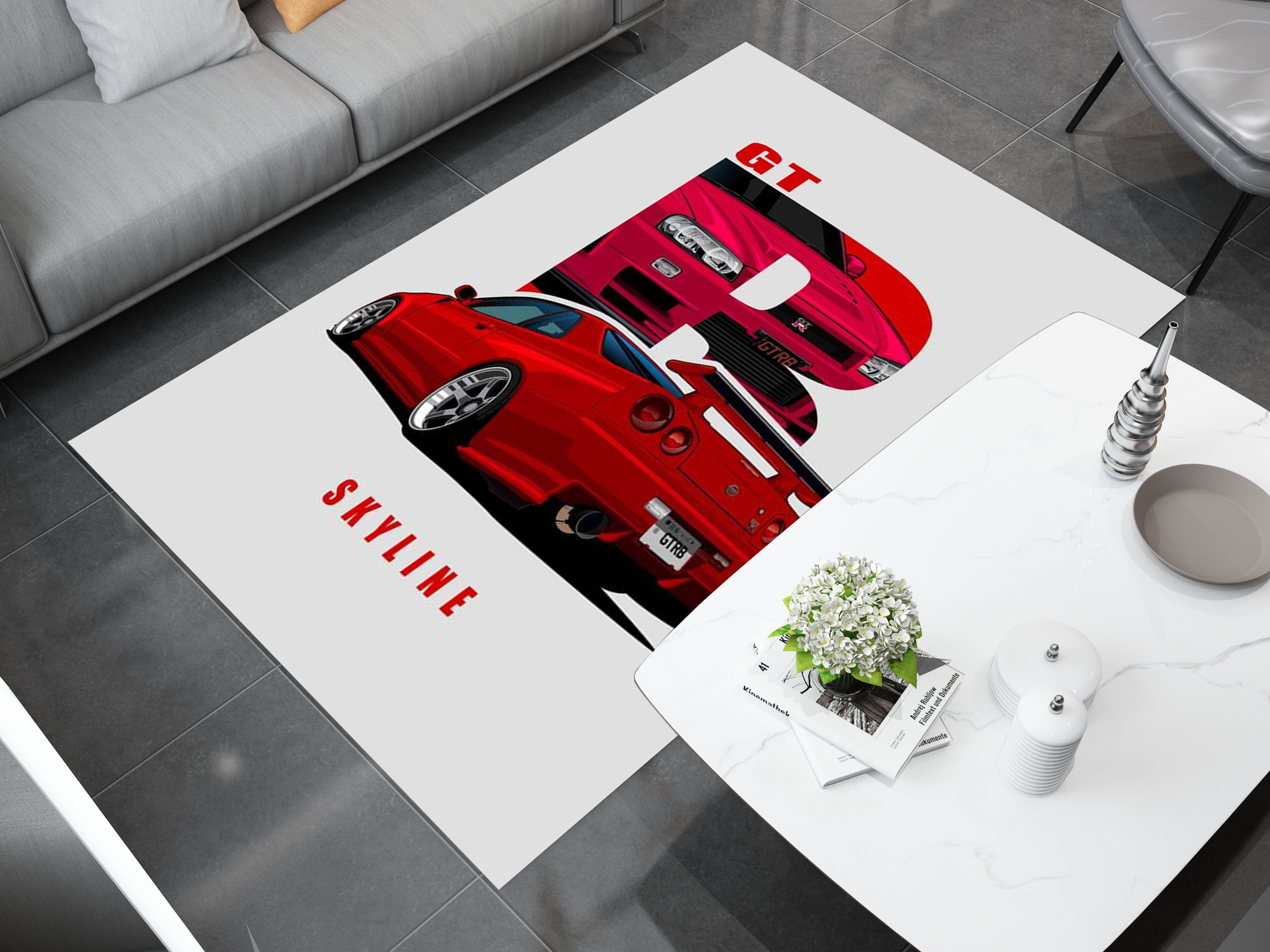 Nissan Skyline GTR Car Rug, Racing Inspired Carpet, Garage Rug