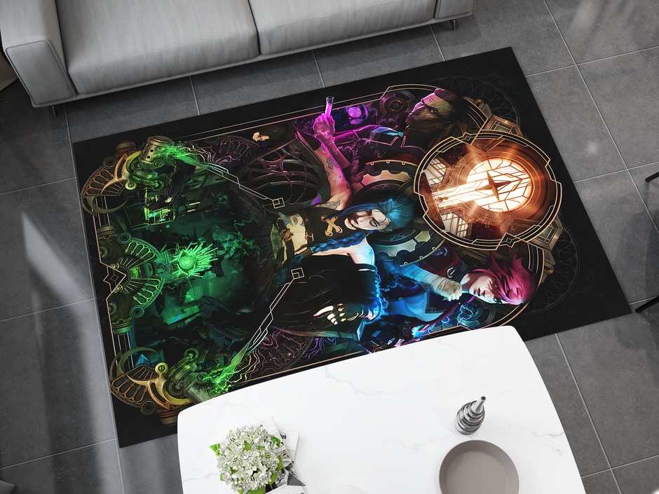 Arcane Jinx Vi Rug, League of Legends Carpet, Gamer Rug Decoration