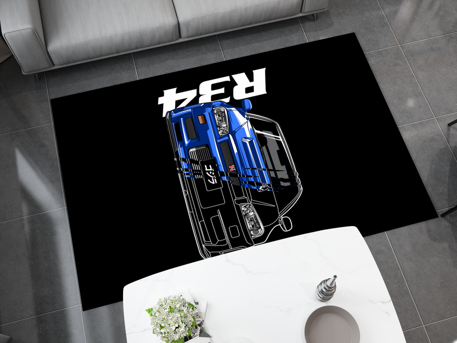 Nissan Gt R Rug R34 GTR Godzilla Garage Rug, Nissan Skyline Racing Car Carpet, JDM Ent ...