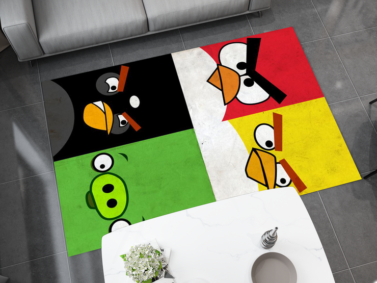 Angry Birds Rug - Bold and Fun Character Design for Any Room, Game Carpet