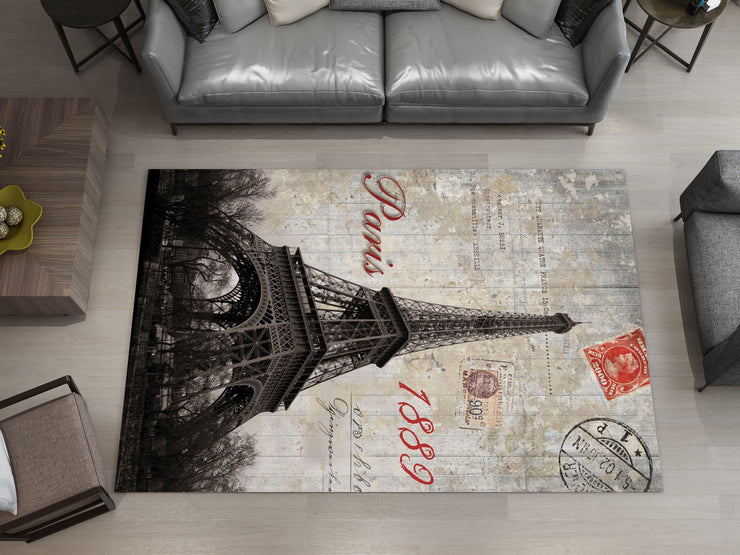France Eiffel Landmarks Rug – A Vibrant Tribute to Paris and Beyond, European Carpet