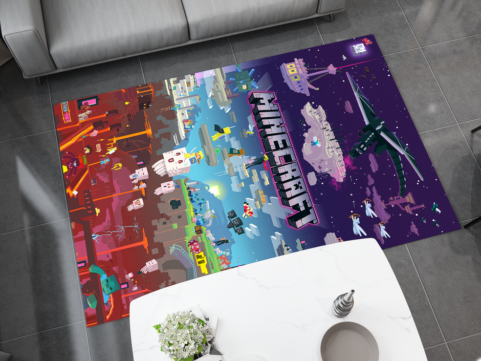 Minecraft Nether to End Themed Custom Rug – Perfect for Gaming Rooms