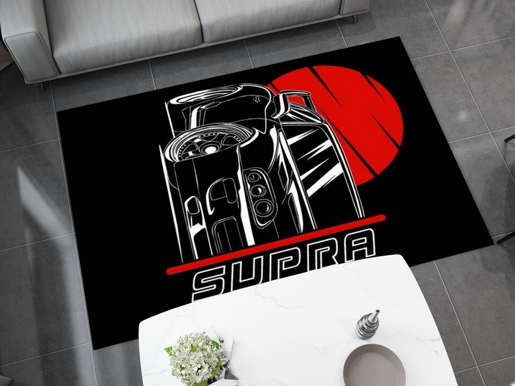 Supra Car Rug, Racing Inspired Carpet, Garage Rug, Toyota Supra Decoration