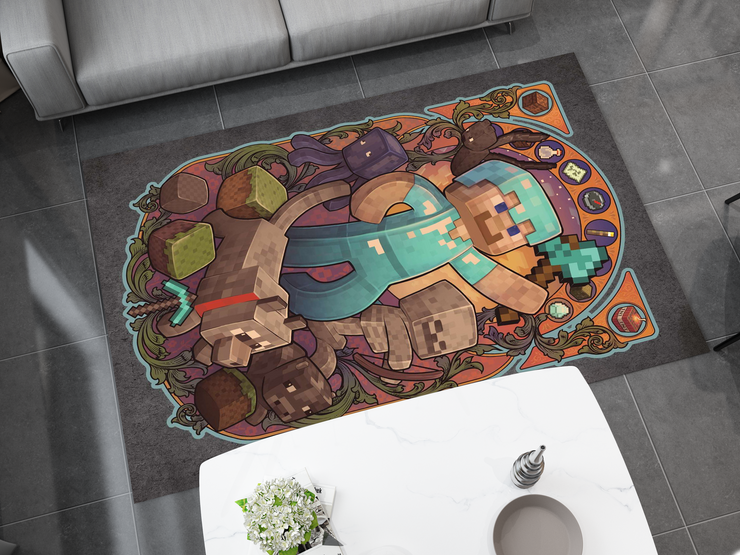 Minecraft-Themed Jack Rug – Cozy and Unique Gaming Decor, Gamer Carpet