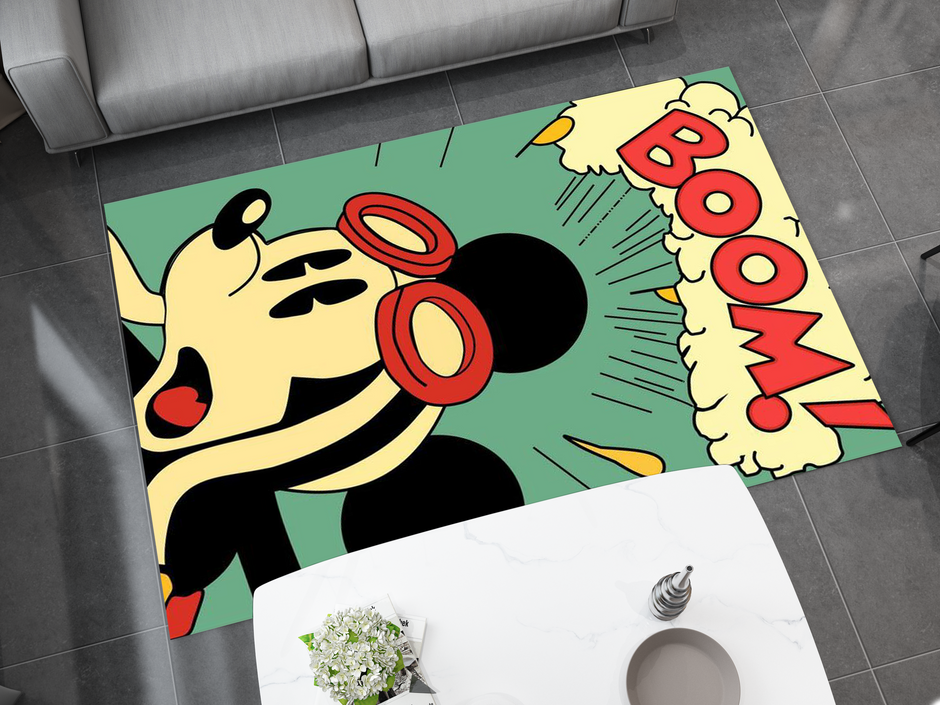 Mickey Mouse Boom! Rug - Fun and Energetic Pop Art Design Cartoon Carpet