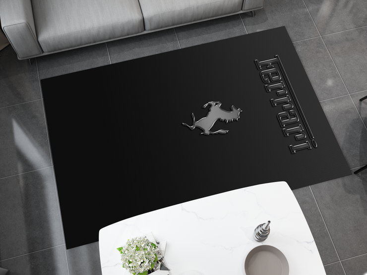 Ferrari Carbon Car Rug, Racing Inspired Carpet, Garage Rug, Ferrari Decoration
