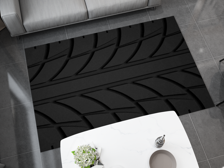 Wheel Car Rug, Racing Inspired Carpet, Garage Rug