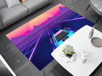 Cyberpunk Car Rug, Futuristic Racing Inspired Carpet, Garage Rug, Gamer Decoration