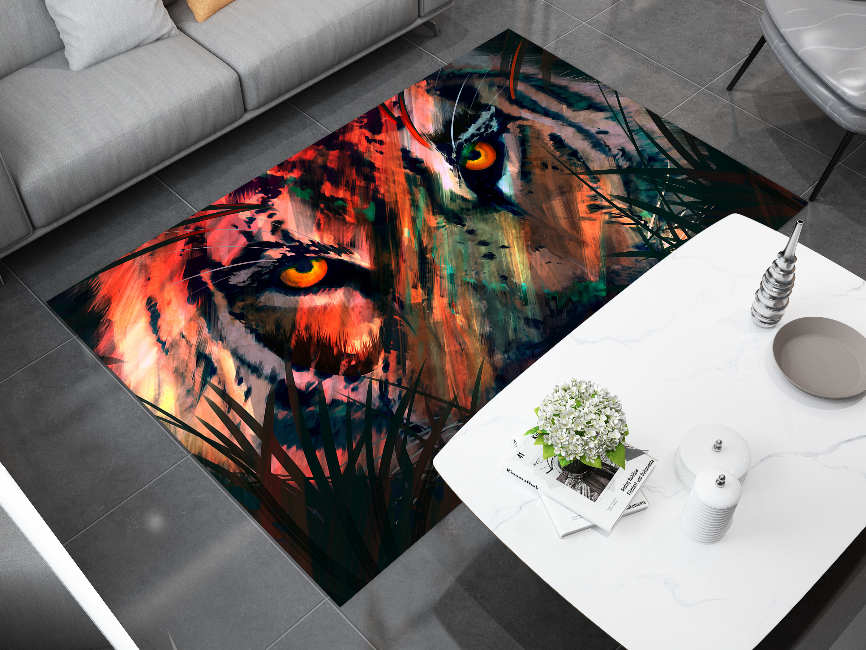 Eye of the Tiger Rug, Vivid Tiger Eyes Carpet, Wild Animal Art, Survivor Jungle-Inspired Carpet