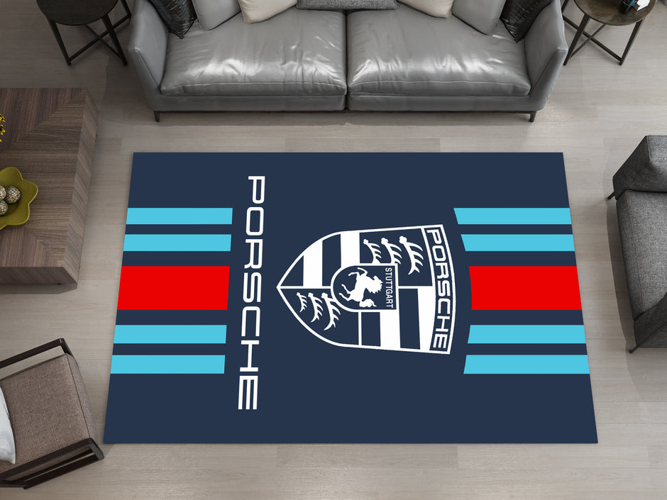 Porsche 911 Car Rug, Porsche Racing Inspired Carpet, Garage Rug, 911 Car Decoration