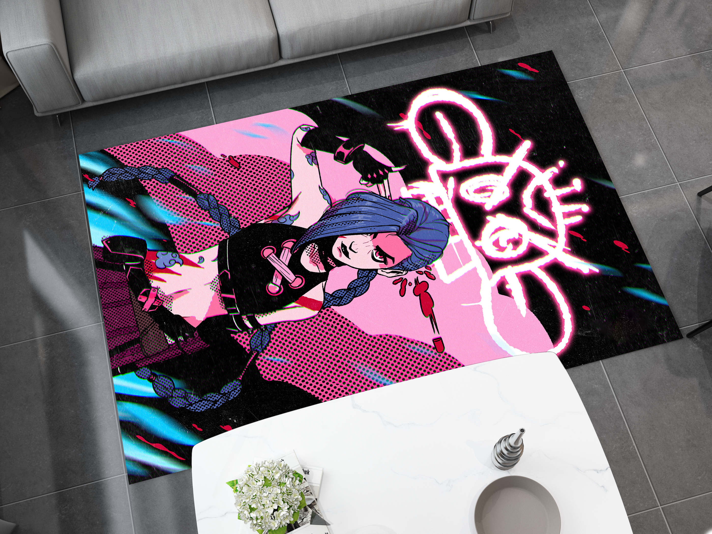 Arcane Jinx Rug, League of Legends Carpet, Gamer Rug Decoration