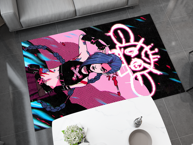 Arcane Jinx Rug, League of Legends Carpet, Gamer Rug Decoration