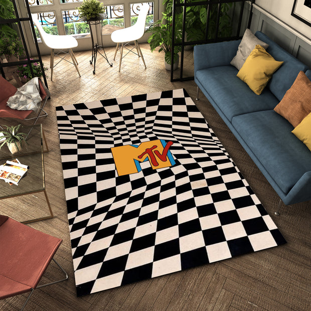 MTV Music Rug - Retro Music Television-Inspired Design Carpet, Studio Rug