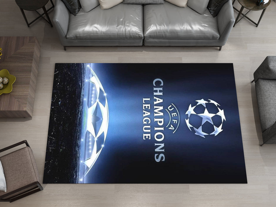 UEFA Champions League Custom Rug – Official Football Tournament Room Decor, European Football Carpet