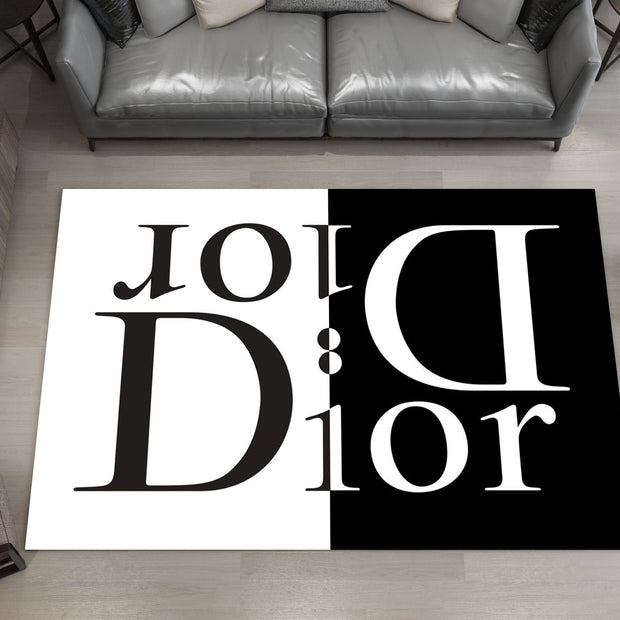 Dior-Inspired Black and White Rug – A Luxury Fashion Statement for Your Space