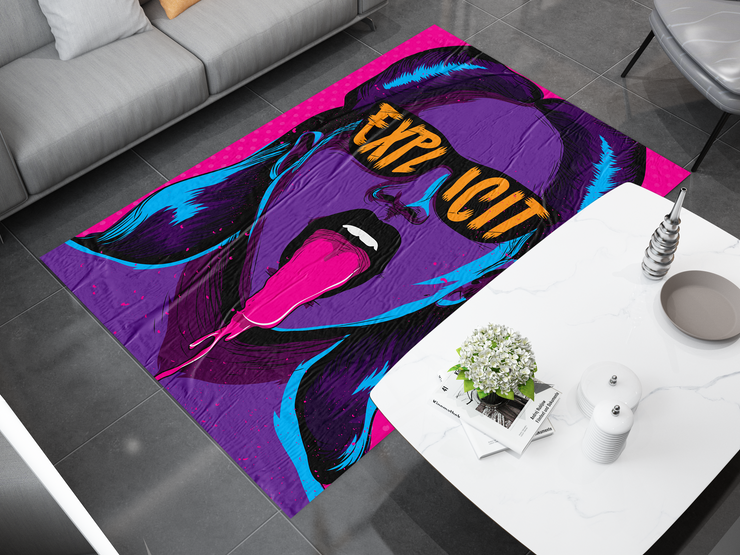 Explicit Pop Art Rug - Hip hop and Vibrant Street Style Design, Cool Vibes Carpet