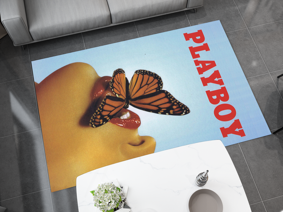 Playboy Vintage Butterfly Lips Rug - Bold and Artistic Custom Home Décor Carpet