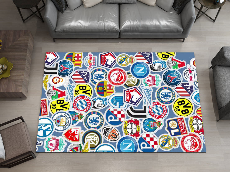 Champions League Teams Custom Rug – Football Club Logos Room Decor, European Football Carpet