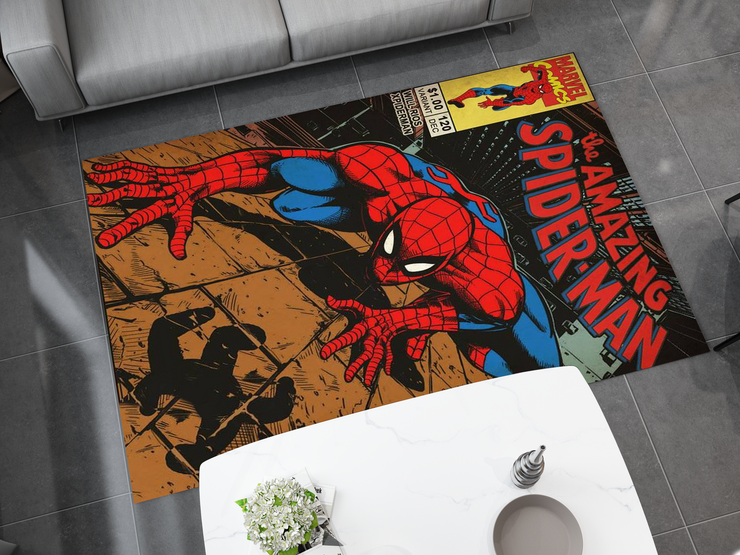Spiderman Spidey Face Rug, Cartoon-Inspired Carpet, Marvel Spiderman Rug, Geek Gift