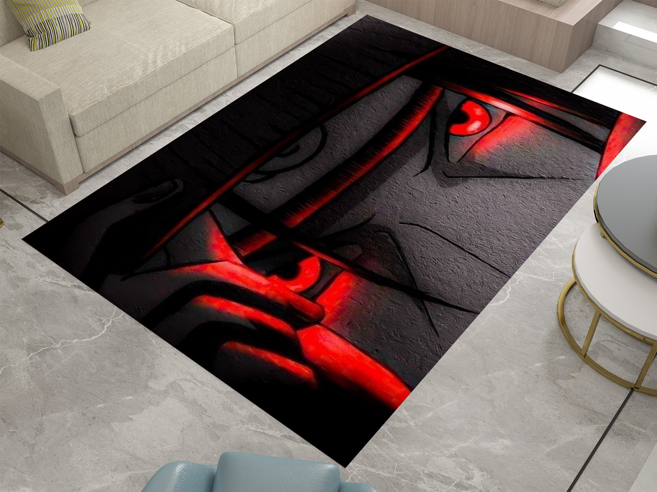 Itachi Uchiha Rug, Naruto Sharingan Rug, Anime Fan Decor